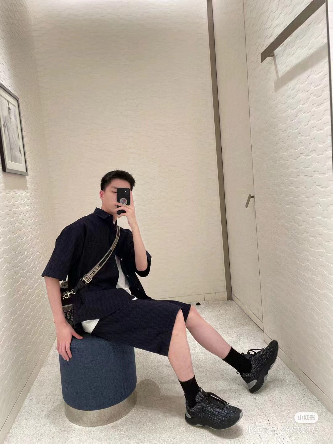 Chemise noire à manches courtes Dior