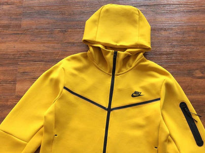 NIKE Tech Fleece Hoodie - - Yellow Unisex Streetwear Limited Edition - The NIKE TECH FLEECE HOODIE YELLOW - REPLICA combines modern sportswear innovation with bold streetwear