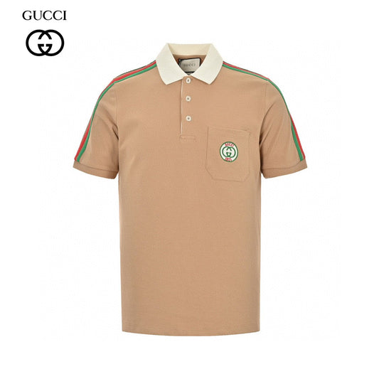 Gucci Stripe Sleeve Polo Shirt - White Unisex Streetwear Limited Edition - <span>This Gucci polo shirt features a sophisticated beige color with signature green and red stripes