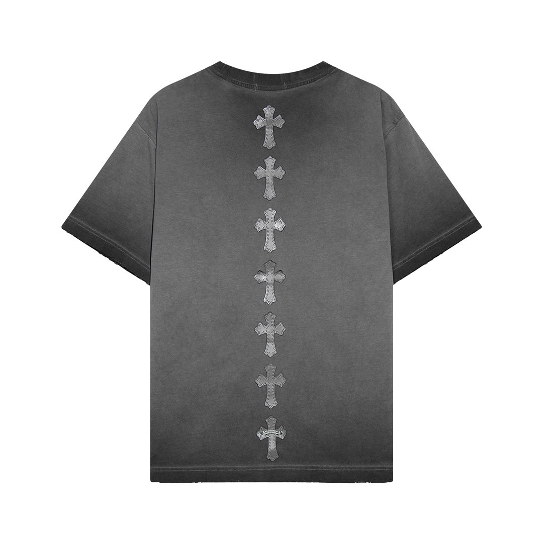 CHROME Hearts Cross Patch T-shirt Washed - Grey Unisex Streetwear Limited Edition