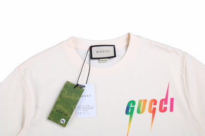 Gucci Lightning Logo T-shirt (cream) Unisex Streetwear Limited Edition - <p dir='ltr'><span>This Gucci t-shirt features a vibrant lightning logo design. The cream shirt showcases