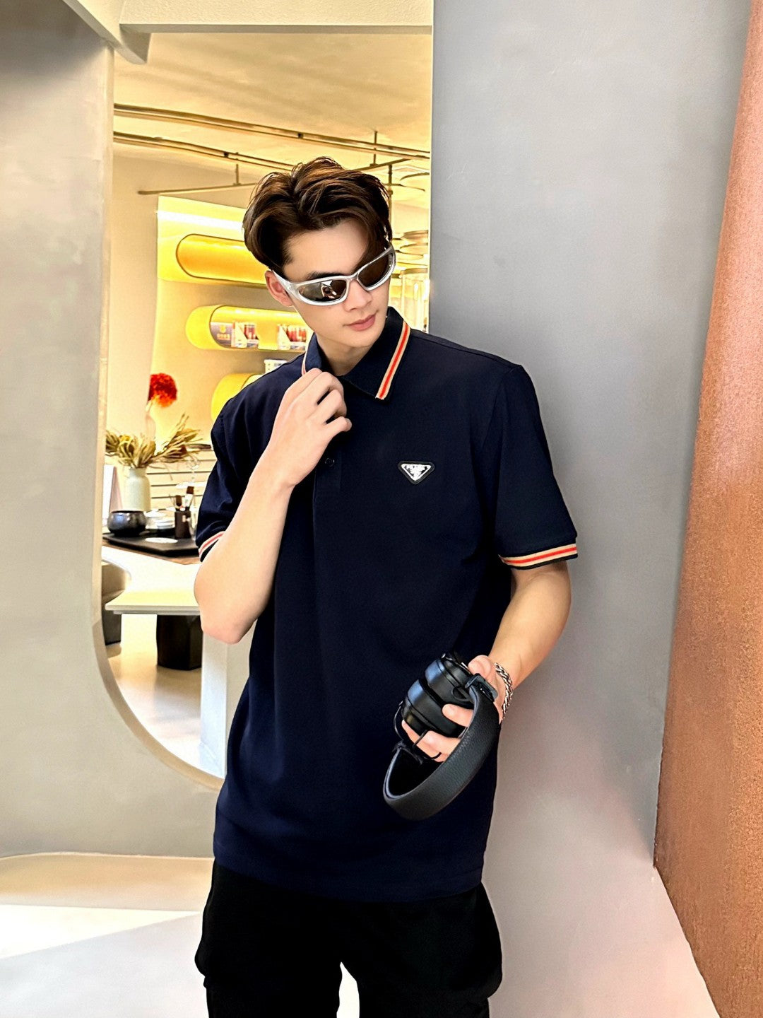 Prada Logo Patch Polo Shirt - detail - replica sneakers