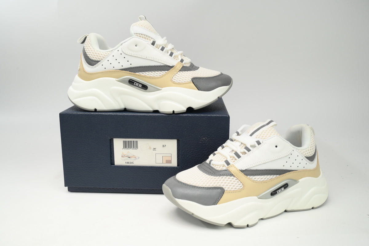 DIOR B22 Cream Beige Sneakers - White Unisex Streetwear Limited Edition