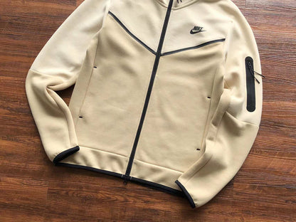 NIKE Tech Fleece Hoodie - Beach - Brown Unisex Streetwear Limited Edition - The NIKE TECH FLEECE HOODIE BEACH BROWN - REPLICA blends modern sportswear innovation with a