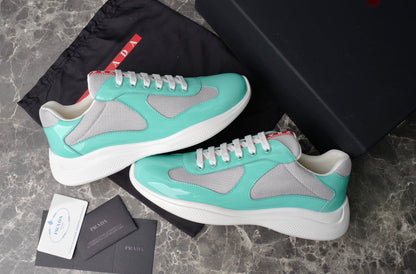 PRADA America's Cup Aquamarine Sneakers - Red Unisex Streetwear Limited Edition