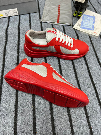 PRADA America's Cup Soft Rubber Silver Sneakers - Red Unisex Streetwear Limited Edition