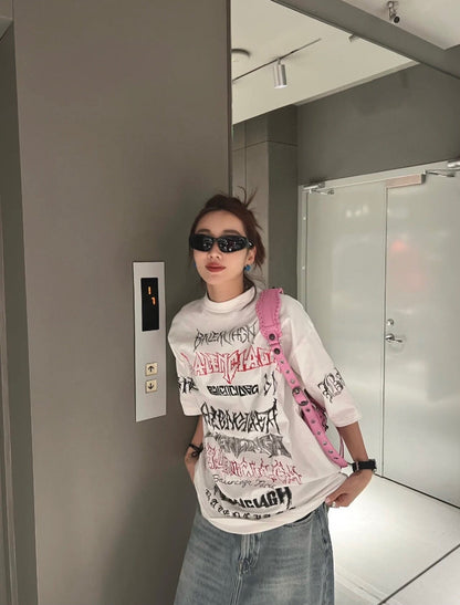 Balenciaga Multi-logo T-shirt (white) Unisex Streetwear Limited Edition - <p dir='ltr'><span>Statement white t-shirt featuring multiple Balenciaga logos in various fonts and styles. This