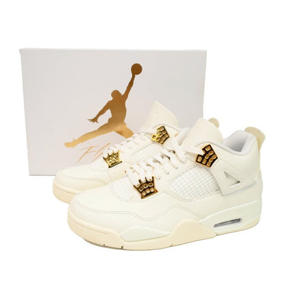 JORDAN 4 - Metallic Gold Sneakers - Red Unisex Streetwear Limited Edition - Step into the realm of luxury with the Jordan 4 x Metallic Gold, a fusion