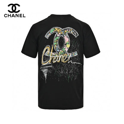 Chanel T-shirt - Black Unisex Streetwear Limited Edition - This Chanel t-shirt features a minimalist black design. It has a subtle graphic on the