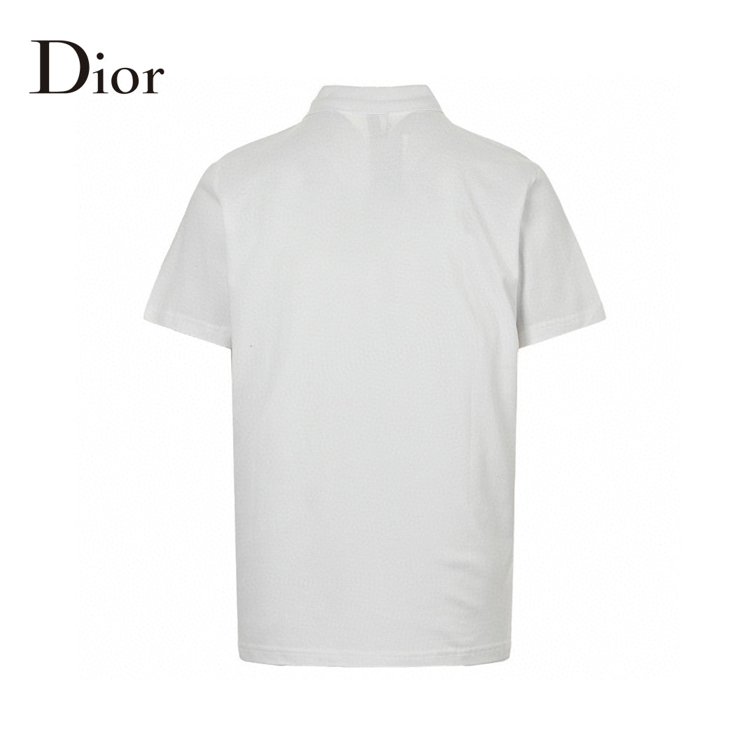 Dior Oblique Embroidered Polo Shirt - White Unisex Streetwear Limited Edition - This Dior polo shirt features a sophisticated design with the iconic Dior Oblique pattern embroidered