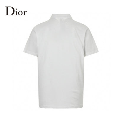 Dior Oblique Embroidered Polo Shirt - White Unisex Streetwear Limited Edition - This Dior polo shirt features a sophisticated design with the iconic Dior Oblique pattern embroidered