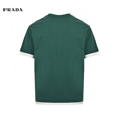 Prada Contrast Trim T-shirt - Green Unisex Streetwear Limited Edition - The Prada Green Contrast Trim T-Shirt is a stylish and versatile piece, perfect for adding