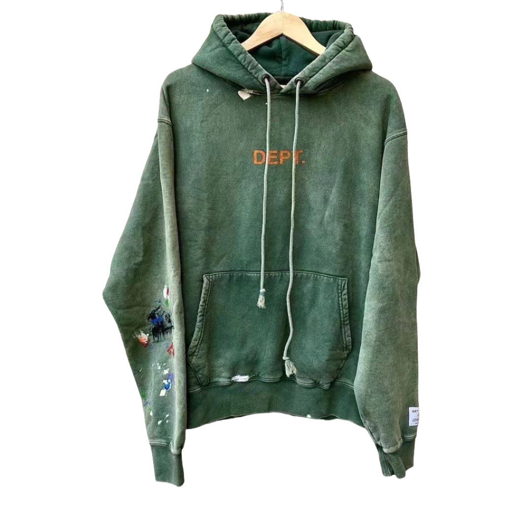 Gallery Dept. Property Of Hoodie Gd - Red Unisex Streetwear Limited Edition - ### Product Description: Gallery Dept. Green Distressed Hoodie Introducing the Gallery Dept. Green Distressed Hoodie,