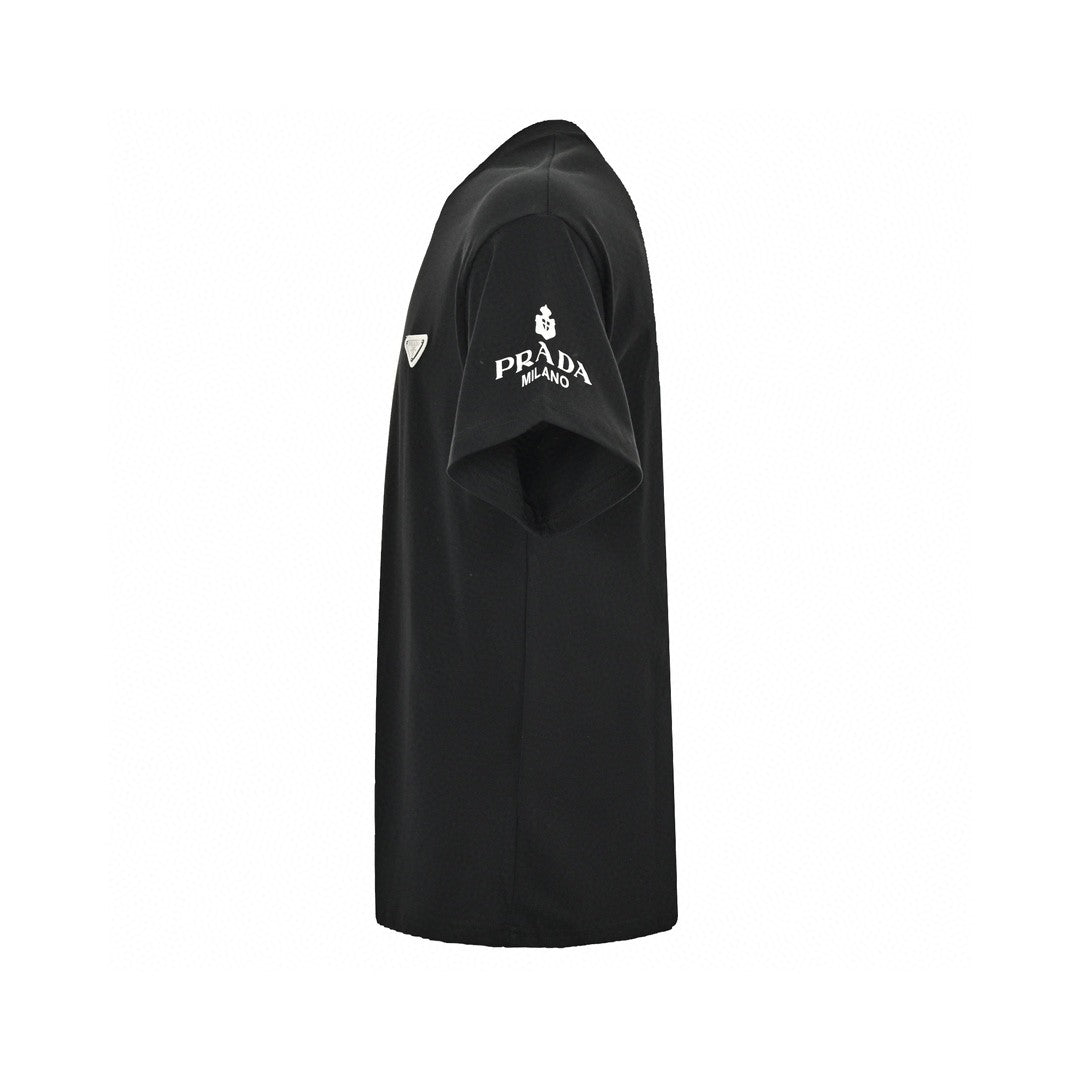Prada Logo T-shirt (black) Unisex Streetwear Limited Edition - This Prada t-shirt in black features the iconic Prada logo on the chest and sleeve.