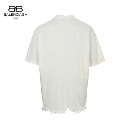 Balenciaga T-shirt - Black Unisex Streetwear Limited Edition - This Balenciaga t-shirt features a minimalist white design with a slightly distressed hem. The front