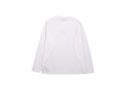 Balenciaga Long Sleeve T-shirt - Black Unisex Streetwear Limited Edition - White long sleeve t-shirt with black Balenciaga logo on the chest. Simple and minimalist design.