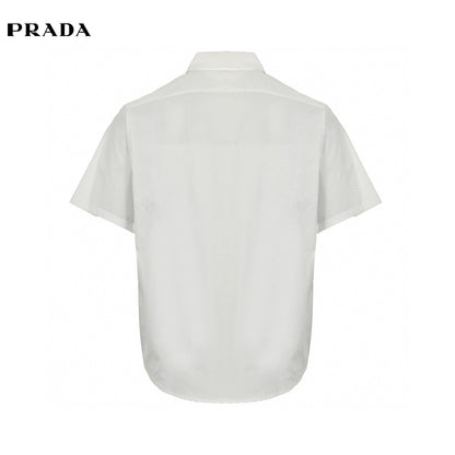 Prada Short-sleeve Button-up Shirt (white) Unisex Streetwear Limited Edition - This white Prada short-sleeve button-up shirt combines classic design with modern elements. The shirt features