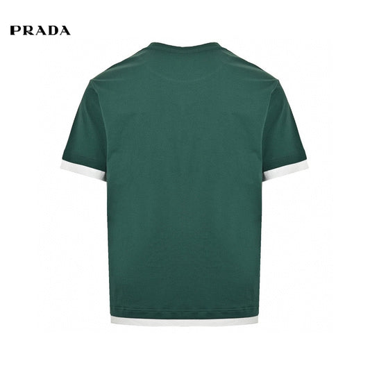 Prada Double Layer T-shirt - Green Unisex Streetwear Limited Edition - The Prada Green Double Layer T-Shirt is a stylish addition to any wardrobe. This t-shirt