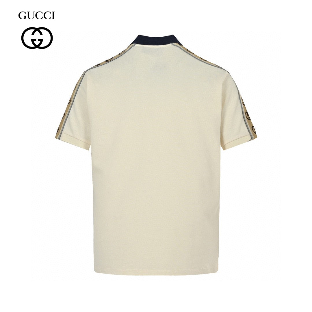 Gucci Polo Shirt With Logo Tape - White Unisex Streetwear Limited Edition - This Gucci Polo Shirt in a creamy white color features signature logo tape detailing along