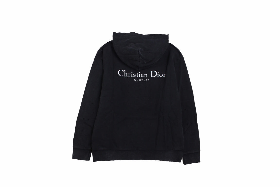 Dior Hoodie - Black Unisex Streetwear Limited Edition - This Dior hoodie features a sleek black design with a subtle 'Christian Dior' logo on