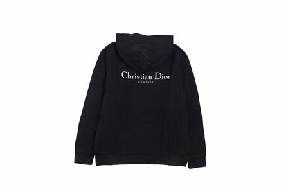 Dior Hoodie - Black Unisex Streetwear Limited Edition - This Dior hoodie features a sleek black design with a subtle 'Christian Dior' logo on