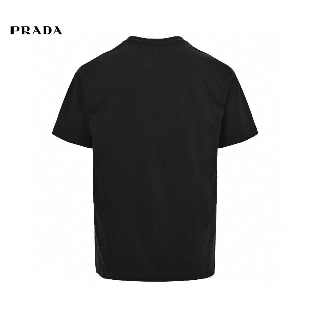 Prada Graphic Logo T-shirt (black) Unisex Streetwear Limited Edition - This black Prada T-shirt features a striking graphic logo print on the front, capturing the