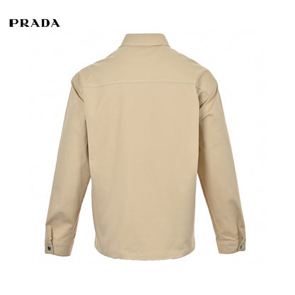 Prada Button-up Shirt - Beige Unisex Streetwear Limited Edition - This Prada shirt features a classic beige design with a button-up front. It has a