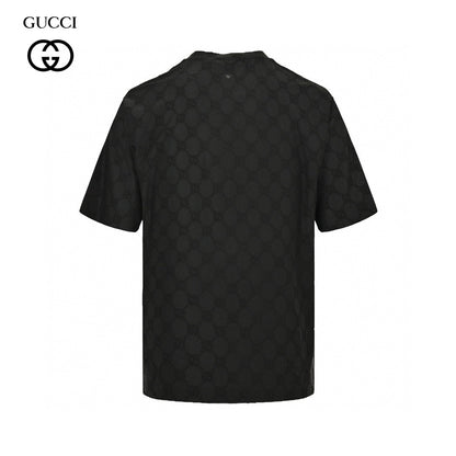 Gucci Gg Patterned T-shirt (black) Unisex Streetwear Limited Edition - The Gucci GG Patterned T-Shirt in black is a sophisticated piece that blends luxury with