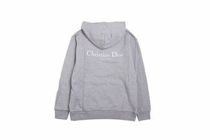 Dior Hoodie - Gray Unisex Streetwear Limited Edition - This Dior hoodie features a classic gray design with a subtle 'Christian Dior' logo on