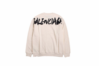 Gucci Sweatshirt - Black Unisex Streetwear Limited Edition - Cream-colored sweatshirt with a bold, brushstroke-style 'Gucci' logo in black. Features ribbed cuffs and hem