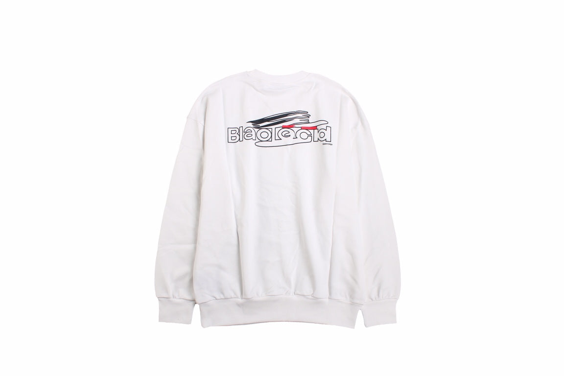 Balenciaga Sweatshirt - White Unisex Streetwear Limited Edition - This Balenciaga sweatshirt features a minimalistic design with a small logo graphic on the chest.