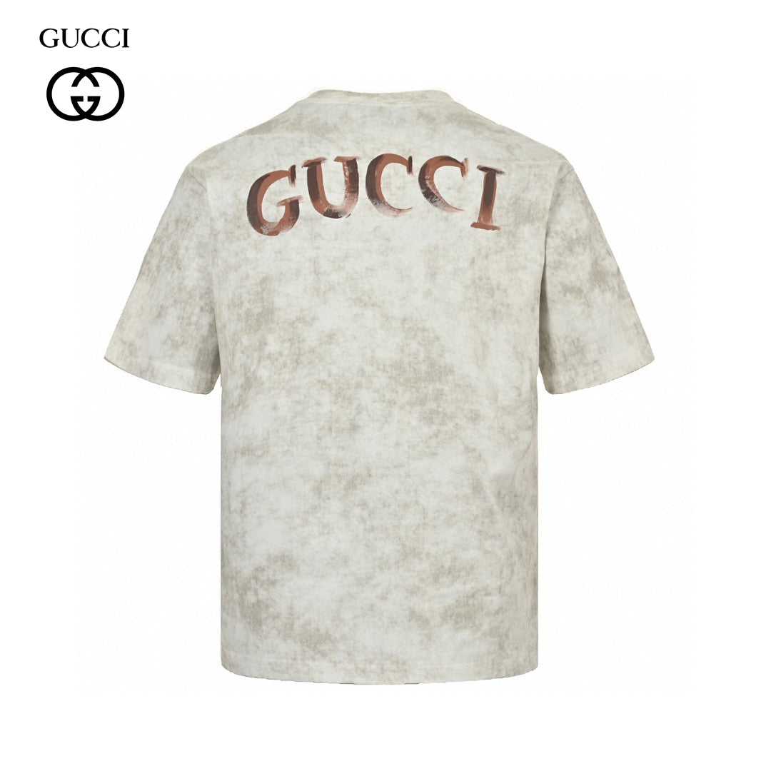 Gucci Distressed Logo T-shirt - Red Unisex Streetwear Limited Edition - The Gucci Distressed Logo T-Shirt is a standout piece that combines vintage aesthetics with contemporary