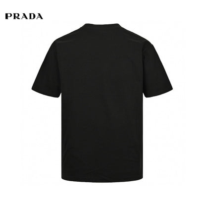 Prada T-shirt With Logo Design - Black Unisex Streetwear Limited Edition - The Prada Black T-Shirt with Logo Design is a sleek and modern piece that embodies