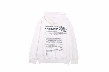 Balenciaga Paris Team Hoodie - White Unisex Streetwear Limited Edition - This Balenciaga hoodie in white features the text 'Balenciaga The Design Team In Paris. Fn'