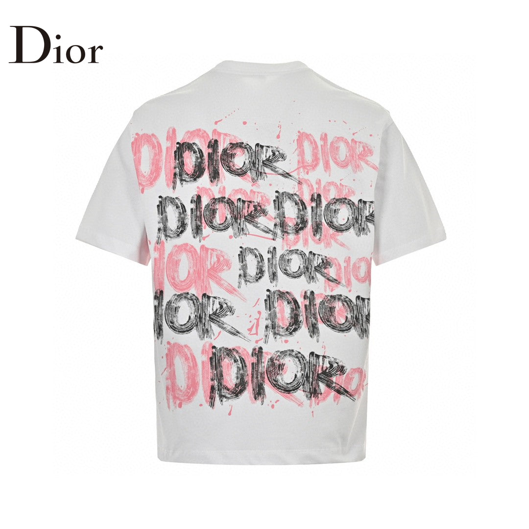 Dior Graffiti Logo T-shirt In - White Unisex Streetwear Limited Edition - The Dior Graffiti Logo T-Shirt in white is a contemporary piece that fuses streetwear aesthetics