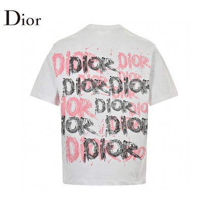 Dior Graffiti Logo T-shirt In - White Unisex Streetwear Limited Edition - The Dior Graffiti Logo T-Shirt in white is a contemporary piece that fuses streetwear aesthetics