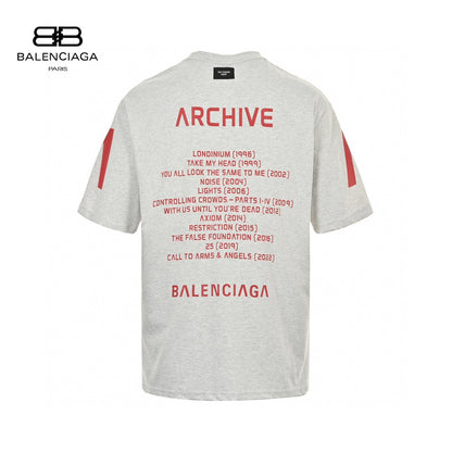 Balenciaga Logo Graphic T-shirt (gray) - Red Unisex Streetwear Limited Edition - The Balenciaga Red Logo Graphic T-Shirt in gray offers a bold and contemporary look. Featuring