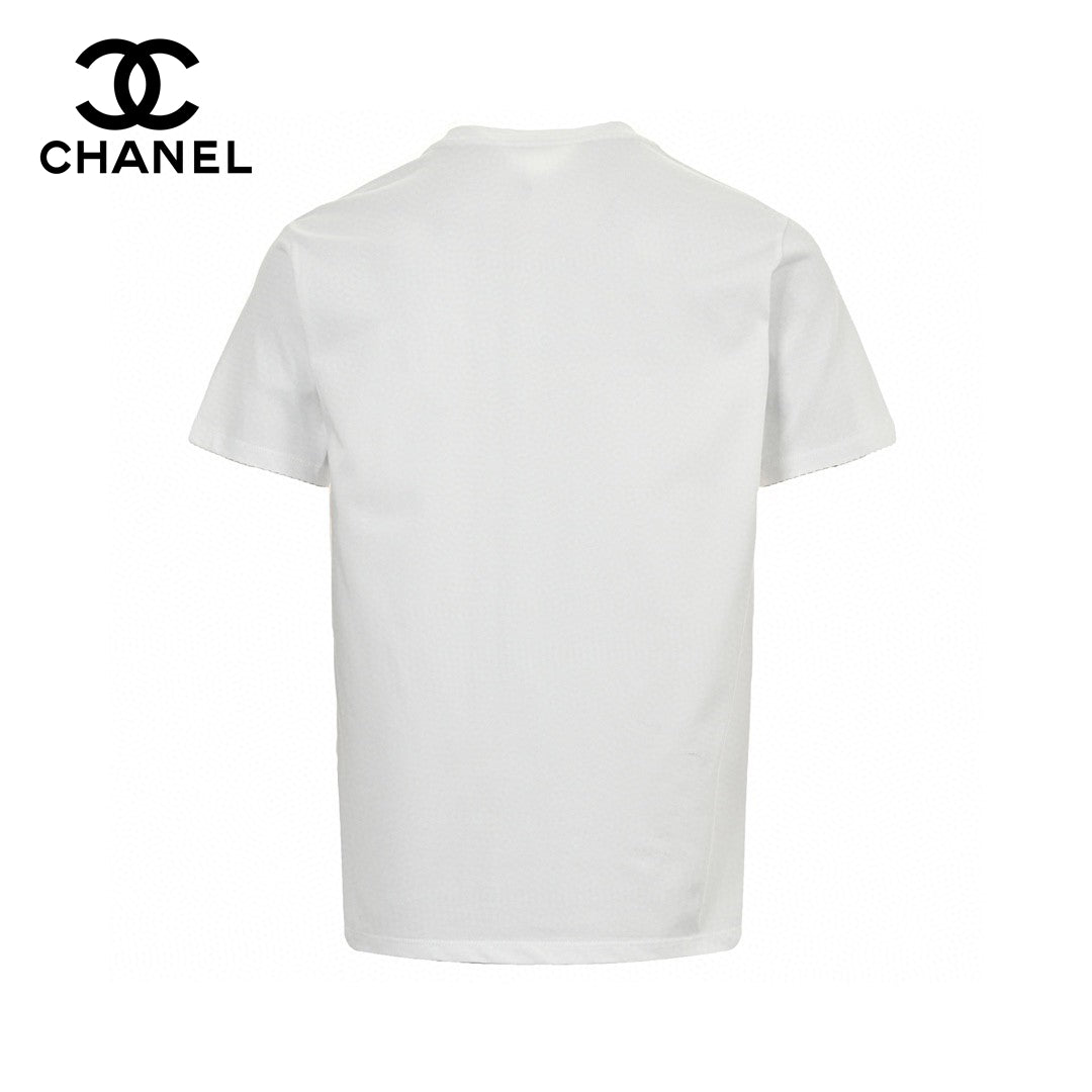 Chanel Logo T-shirt (white) Unisex Streetwear Limited Edition - This white Chanel t-shirt showcases the iconic Chanel logo with a creative twist. It features