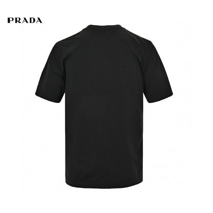 Prada T-shirt - Black Unisex Streetwear Limited Edition - This Prada t-shirt features a minimalist black design. It has the Prada Milano logo printed