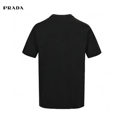 Prada Triangle Spray Paint Logo T-shirt (black) Unisex Streetwear Limited Edition - The Prada Triangle Spray Paint Logo T-Shirt in black is a striking piece that combines