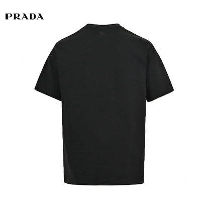 Prada Triangle Logo T-shirt - Black Unisex Streetwear Limited Edition - This Prada t-shirt features the iconic Prada triangle logo on the chest. Made from premium