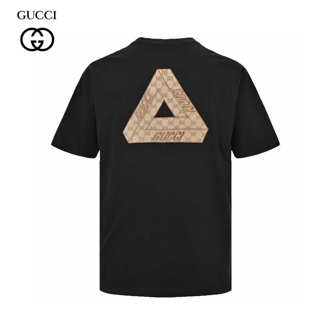 Gucci Triangle Logo T-shirt - Black Unisex Streetwear Limited Edition - This Gucci t-shirt features a subtle triangle logo on the chest. The shirt is primarily