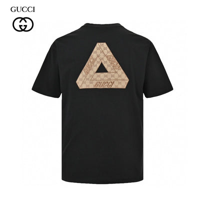 Gucci Triangle Logo T-shirt - Black Unisex Streetwear Limited Edition - This Gucci t-shirt features a subtle triangle logo on the chest. The shirt is primarily