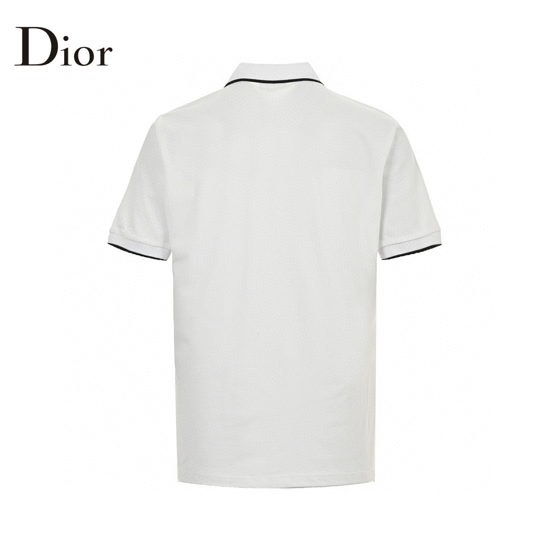 Dior Polo Shirt - White Unisex Streetwear Limited Edition - This Dior polo shirt features a classic design with a white color and black trim