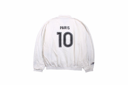 Balenciaga Zip-up Track Jacket - White Unisex Streetwear Limited Edition - This Balenciaga jacket features a sporty design with a white base. It has a zip-up