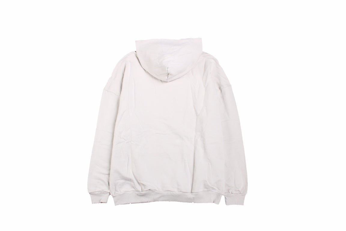 Balenciaga Off-white Oversized Hoodie Unisex Streetwear Limited Edition - This Balenciaga hoodie features an oversized fit and a bold graphic design. The off-white background