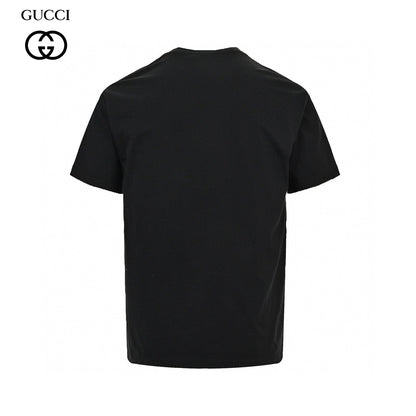 Gucci Splatter Logo T-shirt (black) Unisex Streetwear Limited Edition - This black Gucci T-shirt features a vibrant splatter logo design. The iconic Gucci double G