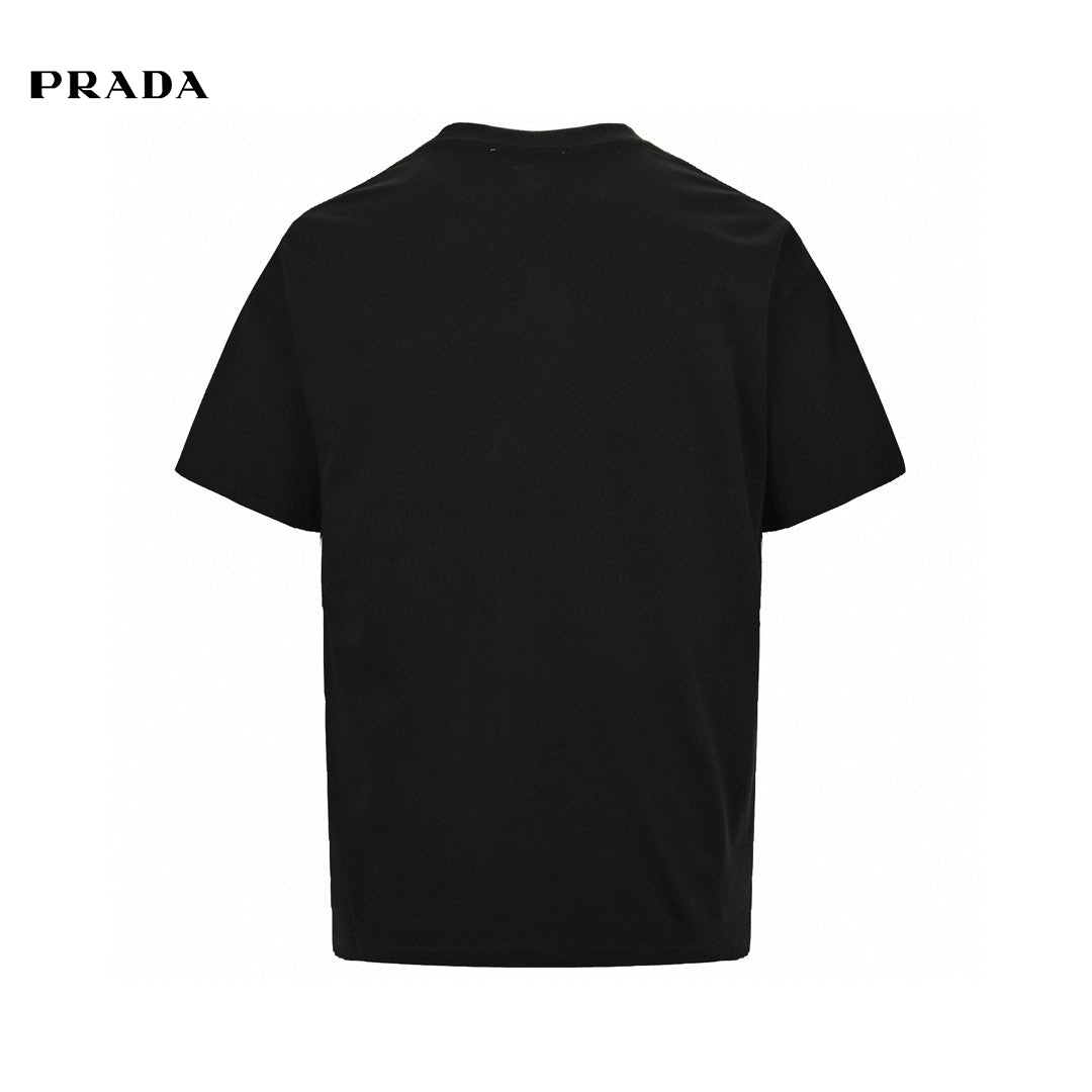 Prada Milano Logo T-shirt - Black Unisex Streetwear Limited Edition - This Prada t-shirt features the iconic Prada Milano logo on the chest, set against a