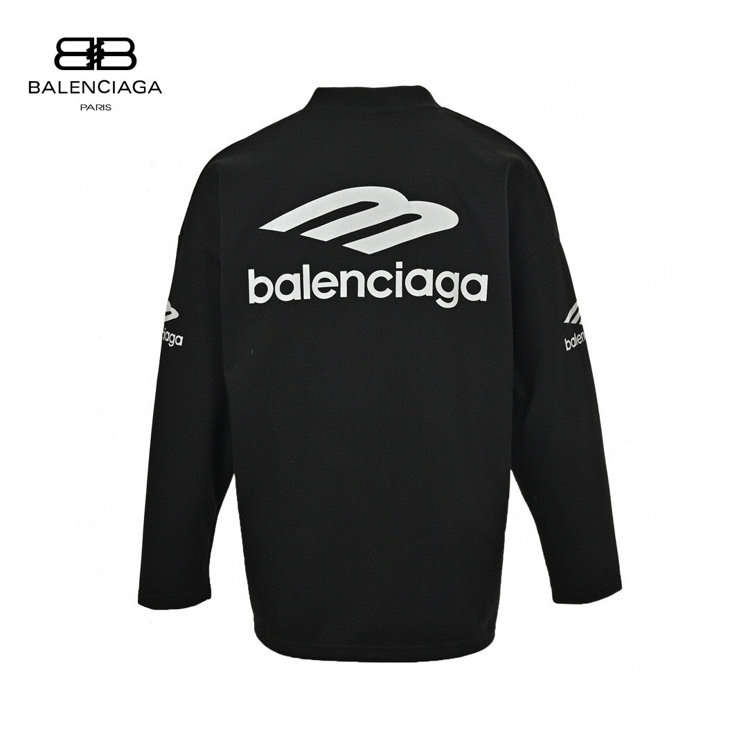 Balenciaga Long Sleeve Logo Shirt - - Black Unisex Streetwear Limited Edition - This Balenciaga shirt features a black design with bold white logo graphics on the chest