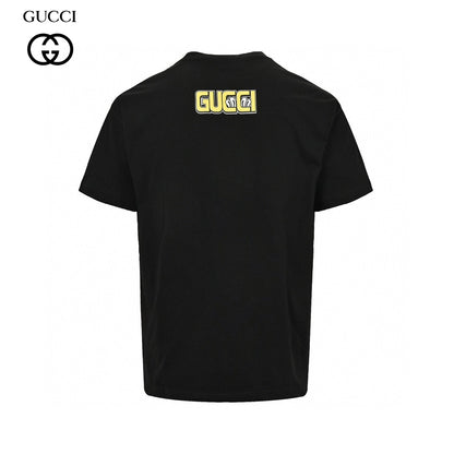 Gucci Cartoon Graphic T-shirt (black) Unisex Streetwear Limited Edition - This black Gucci T-shirt features a playful and vibrant cartoon graphic design. The front showcases